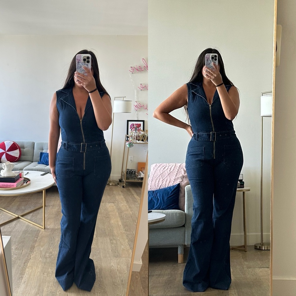 *24 HOUR SALE* Saturday Night Sleeveless Denim Jumpsuit - Picture 6 of 9